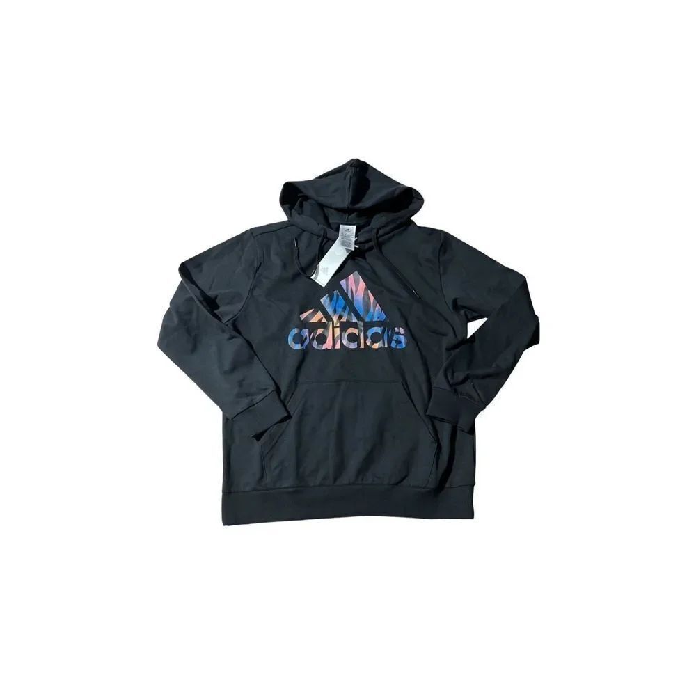 Adidas black animal print logo hoodie NWT size M